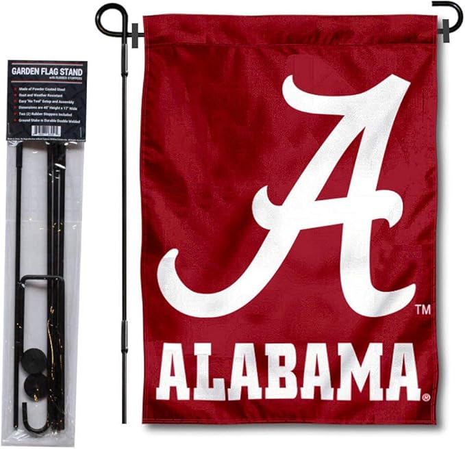 College Flags & Banners Co. Alabama Crimson Tide Script A Garden Flag with Stand Holder