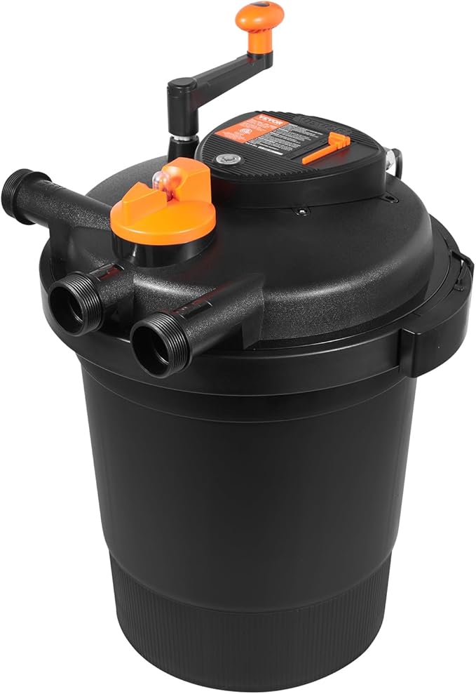 VEVOR Bio Pressure Pond Filter, Up to 3200 Gallons, with 13W UV-C Light, 2630 GPH, Pressurized Biological Pond Filter System Filtration Equipment for Fountain Pool, Koi Fish Aquarium Tank Garden Water