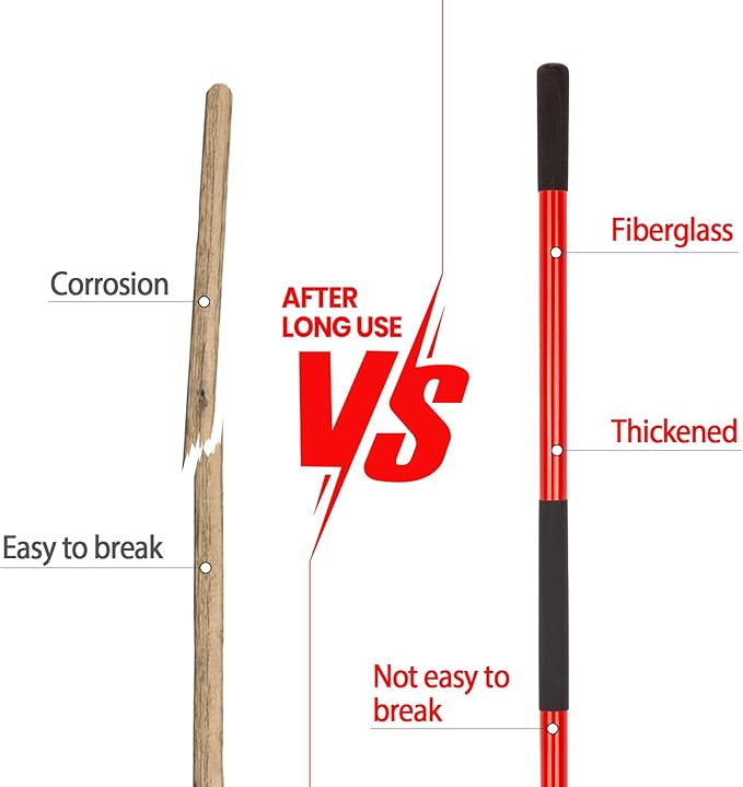 VNIMTI Heavy Duty Gardening Shovel, 56 Inch Round Blade with Fiberglass Handle (Red)