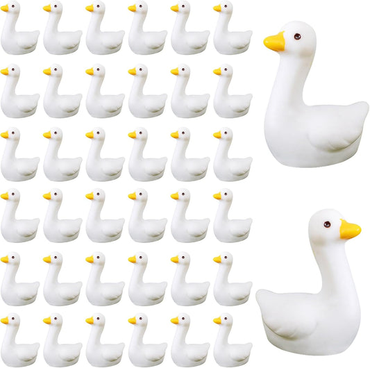 50pcs Mini Tiny Goose Figurines - Resin Geese Animal Statues for Halloween Decorations, DIY Crafts, Party Gifts, Stocking Stuffers, Micro Landscape Ornaments to Hide,Small Desk Goose Decor