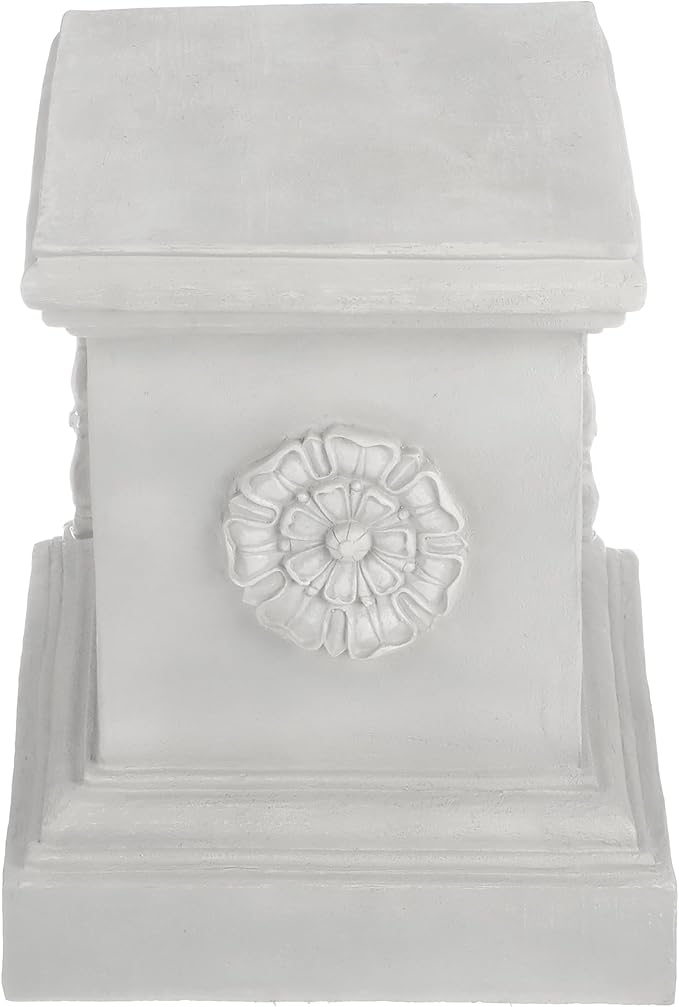 Design Toscano CL5193 English Rosette Sculptural Garden Plinth Base Statuary Pedestal, Grande, antique stone