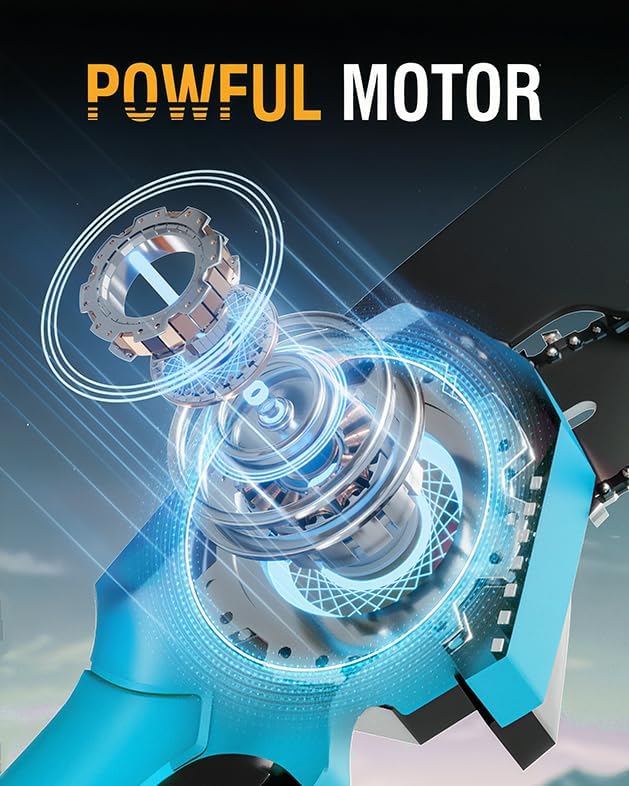 Mini Chainsaw Cordless 6-inch, NEOTEC Handheld Electric Chainsaw 4000mAh Battery Powered with Dual Security Lock, Mini Chain Saw for Tree Trimming Wood Cutting (2 Batteries+3 Chains+2 Bars)