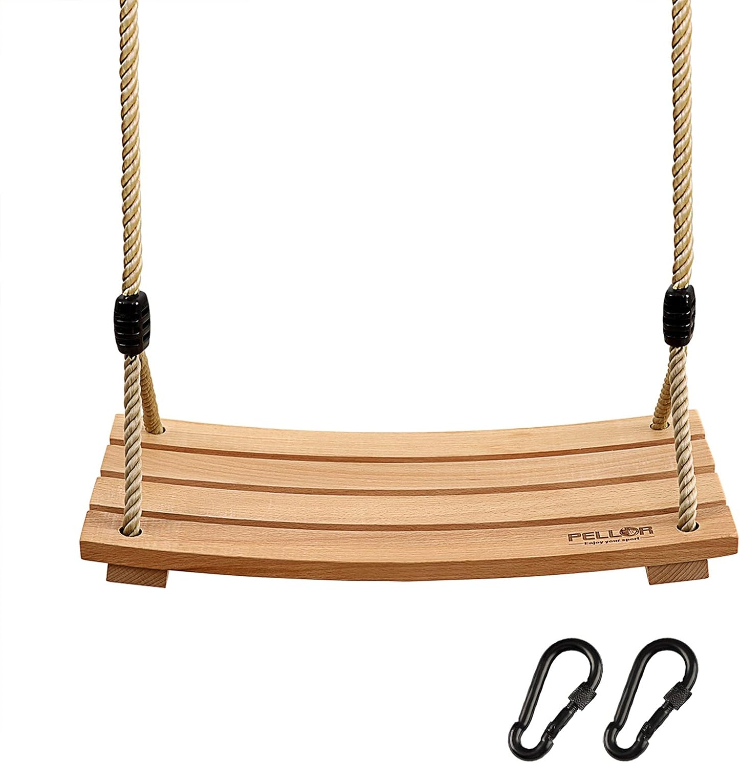 Pellor Wood Tree Swing Seat,Indoor Outdoor Rope Wooden Swing Set for Children Adult Kids 17.7x7.9x0.6 inch
