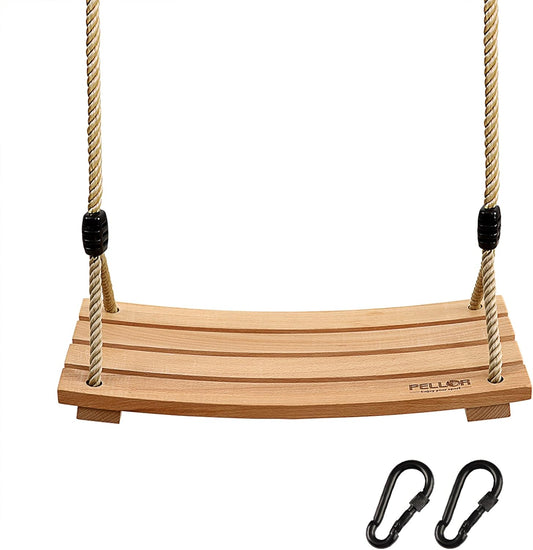 Pellor Wood Tree Swing Seat,Indoor Outdoor Rope Wooden Swing Set for Children Adult Kids 17.7x7.9x0.6 inch