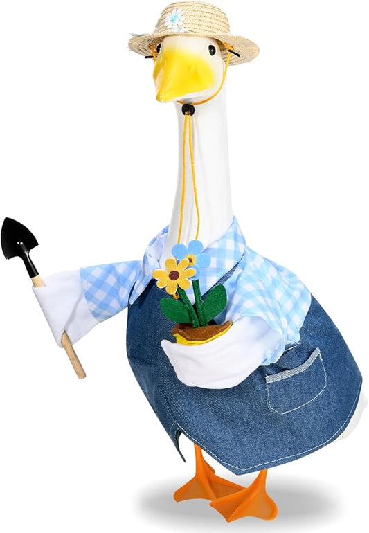 Gardener Goose Outfits Fits 23" Cement Plastic Goose Statue for Outdoor Garden Lawn Yard Patio Decor (Style3)