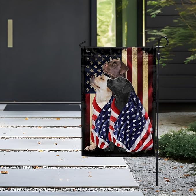 FLAGWIX Three Labrador Retriever Flag - Outdoor Labrador Decorations, Garden Flag (11.5" x 17.5"), Heavy-duty Canvas Labrador Flag Double Sided Garden Décor