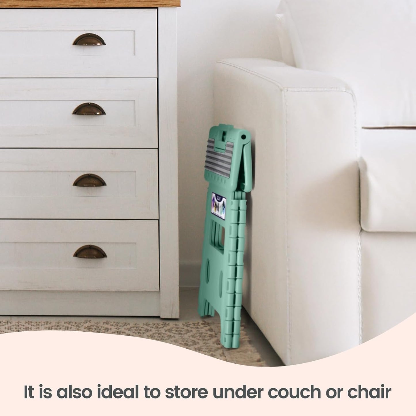 Delxo Folding Step Stool 13 Inch Non-Slip Foldable Stools for Kids & Adults Up to 300 LBS Kitchen Collapsible Fold Up Stepping Stool with Dotted 1 Pack Green