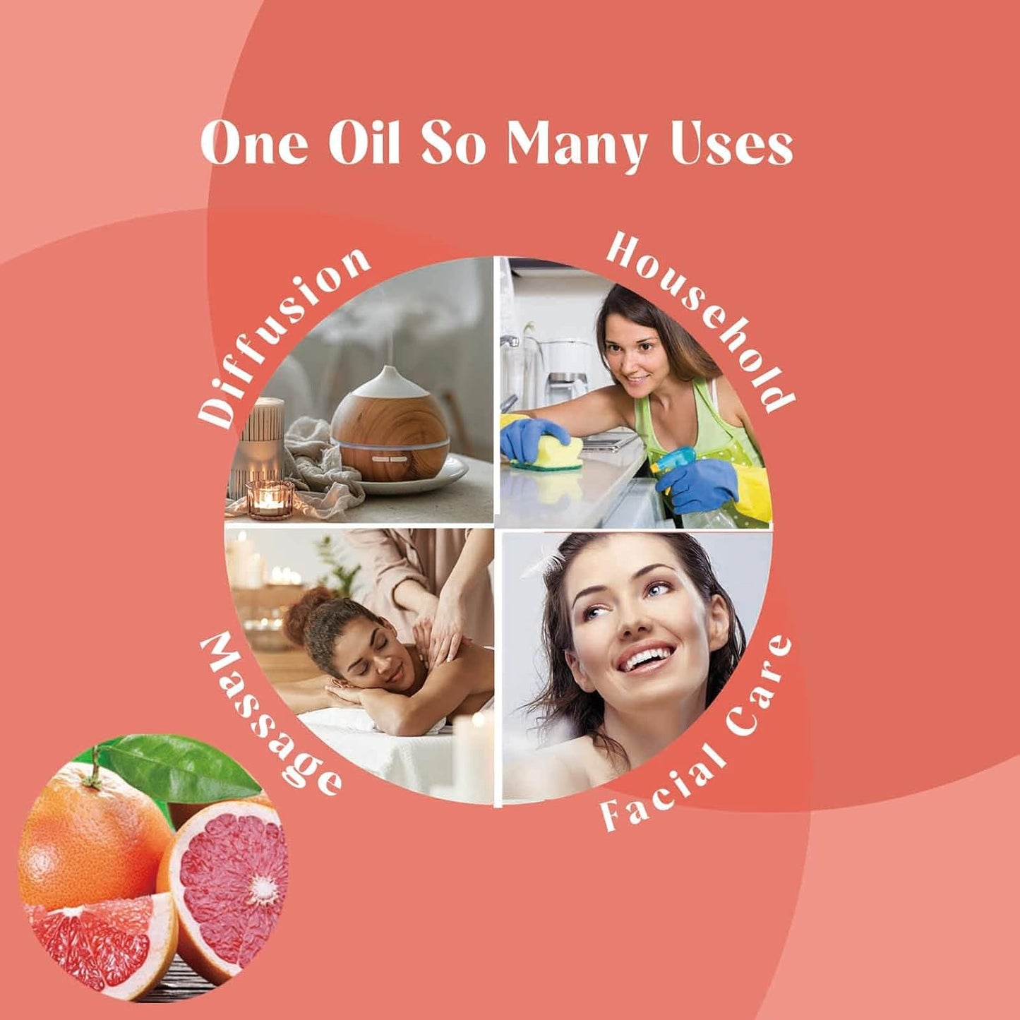 Grapefruit Essential Oil Pure Organic for Diffuser Skin Hair - 1 Oz