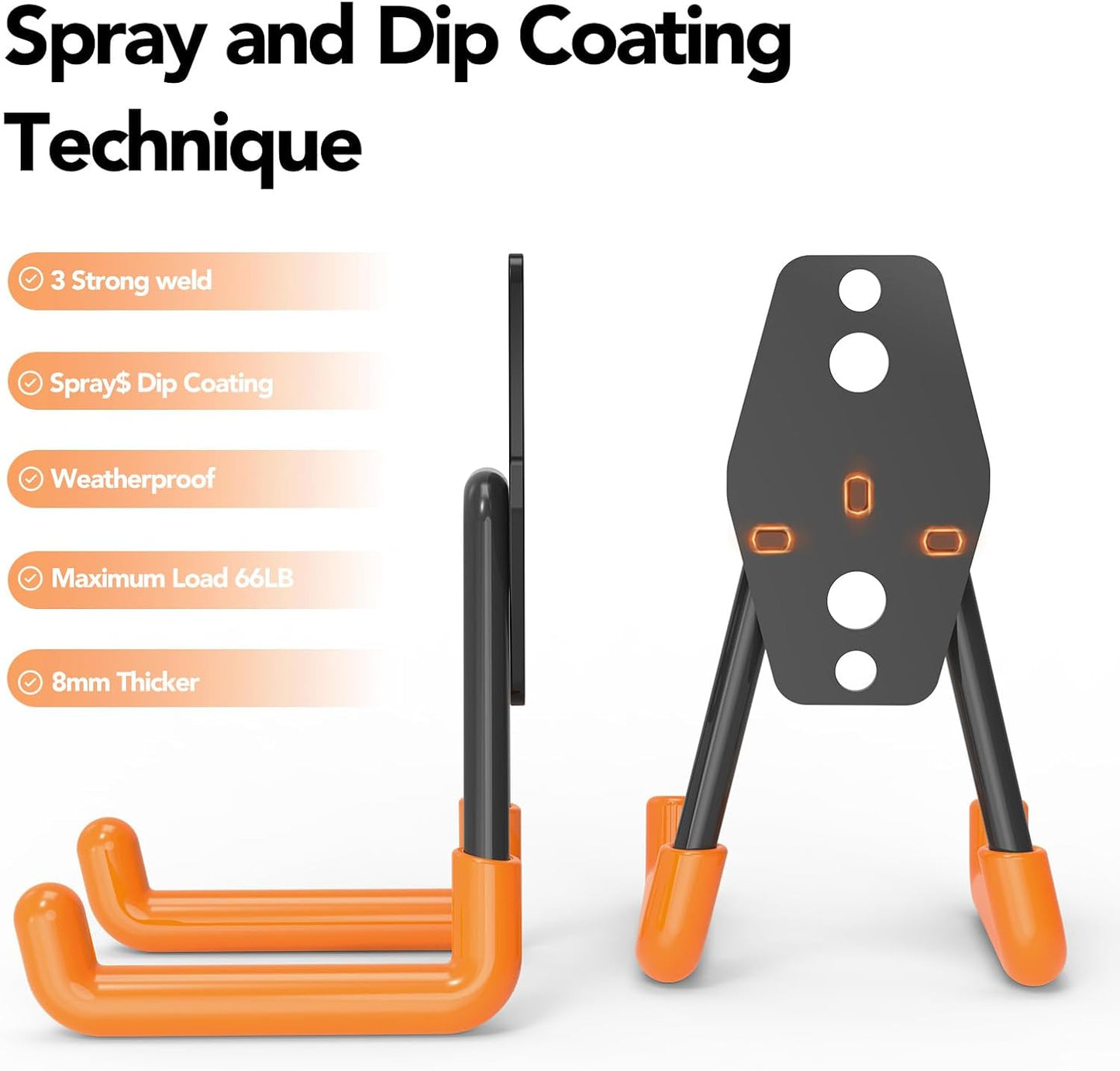 Skateboard Hooks 2-Pack Small Utility Heavy Duty Holder Garage Storage Wall Mount for Stroller Tennis Garden Tool Household Warehouse Shed