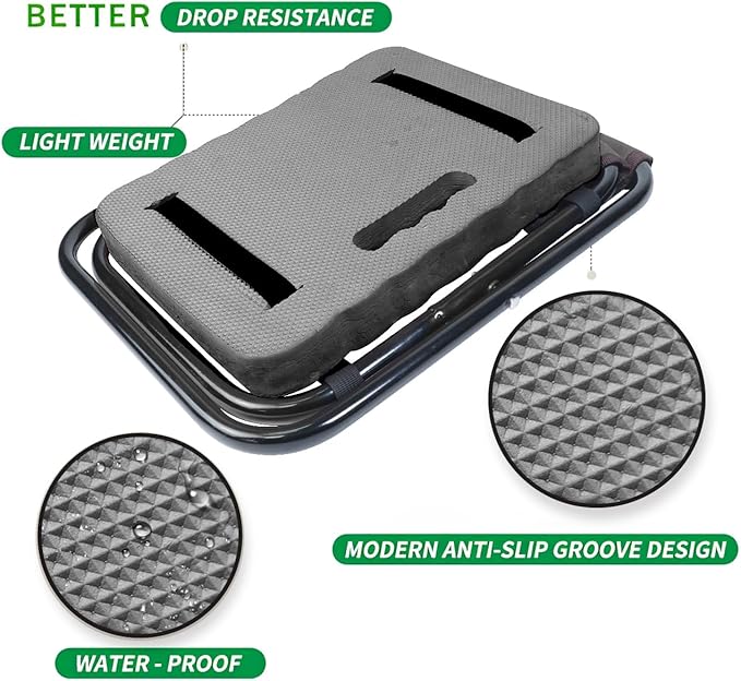 Garden Kneeler and Seat 2 in 1, Thick Soft Kneeling Pad and Foldable Gardening Stool with Gardenig Glove and Carry Tote Bag, Gardening Gifts for Women, Seniors, Mum and Dad (Grey)