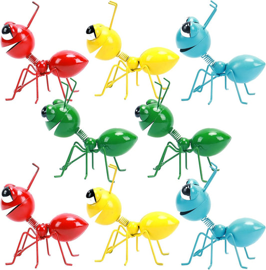 Metal Yard Art Garden Decor for Outside Cute Ants Yard Decorations Outdoor Lawn Ornaments Backyard Gifts for Mom - Set of 8 (4Colorful*2)