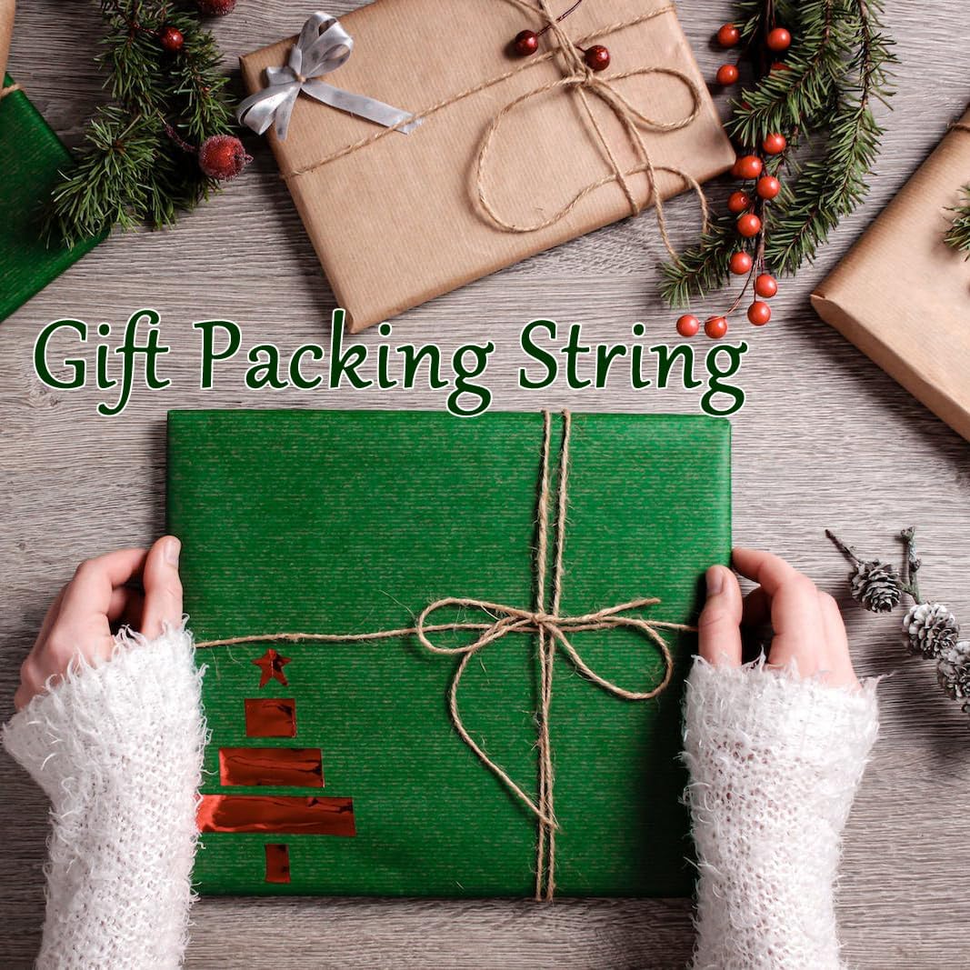 ARISKEY Natural Jute Twine 3mm,1313 Feet Garden String Long Cord Suitable for Crafting and Weaving Projects,Gardening Purposes and Outdoor Heavy-Duty Use