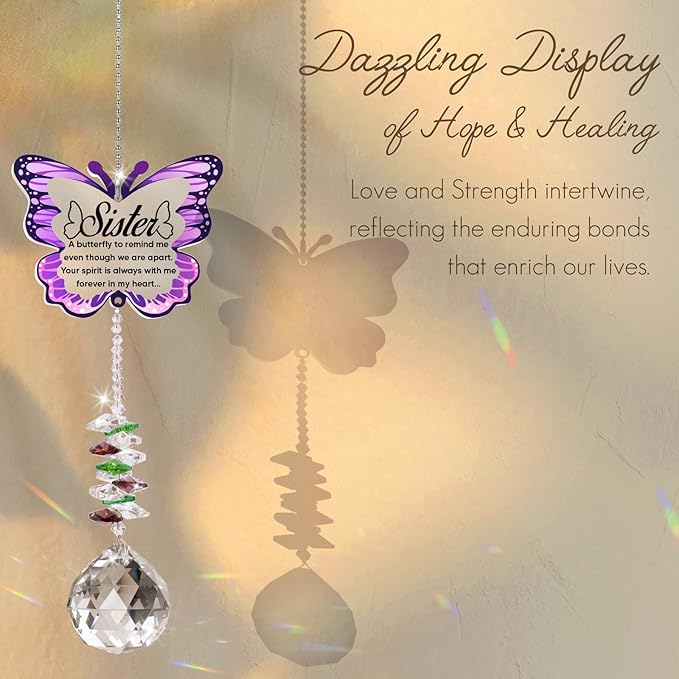 Sympathy Gifts for Loss of Sister, Sister Memorial Crystal Suncatcher Rainbow Maker,Memorial Gifts for Loss of Sister, in Memory of Sister, Bereavement Gifts for Loss of Sister
