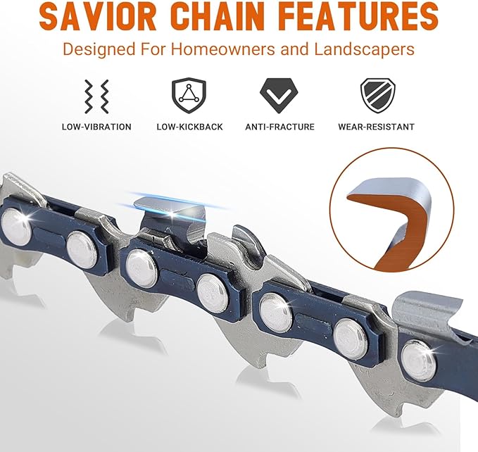 Savior 14 Inch Chainsaw Chain 3/8" LP Pitch .050" Gauge, 50 Drive Links Replace Stihl 63PM3 50, 63 PM-50, 3613 005 0050, Oregon S50 T50 91PX050G 91VXL050G, Fits MCCULLOCH, REMINGTON Chain - (3 Chains)