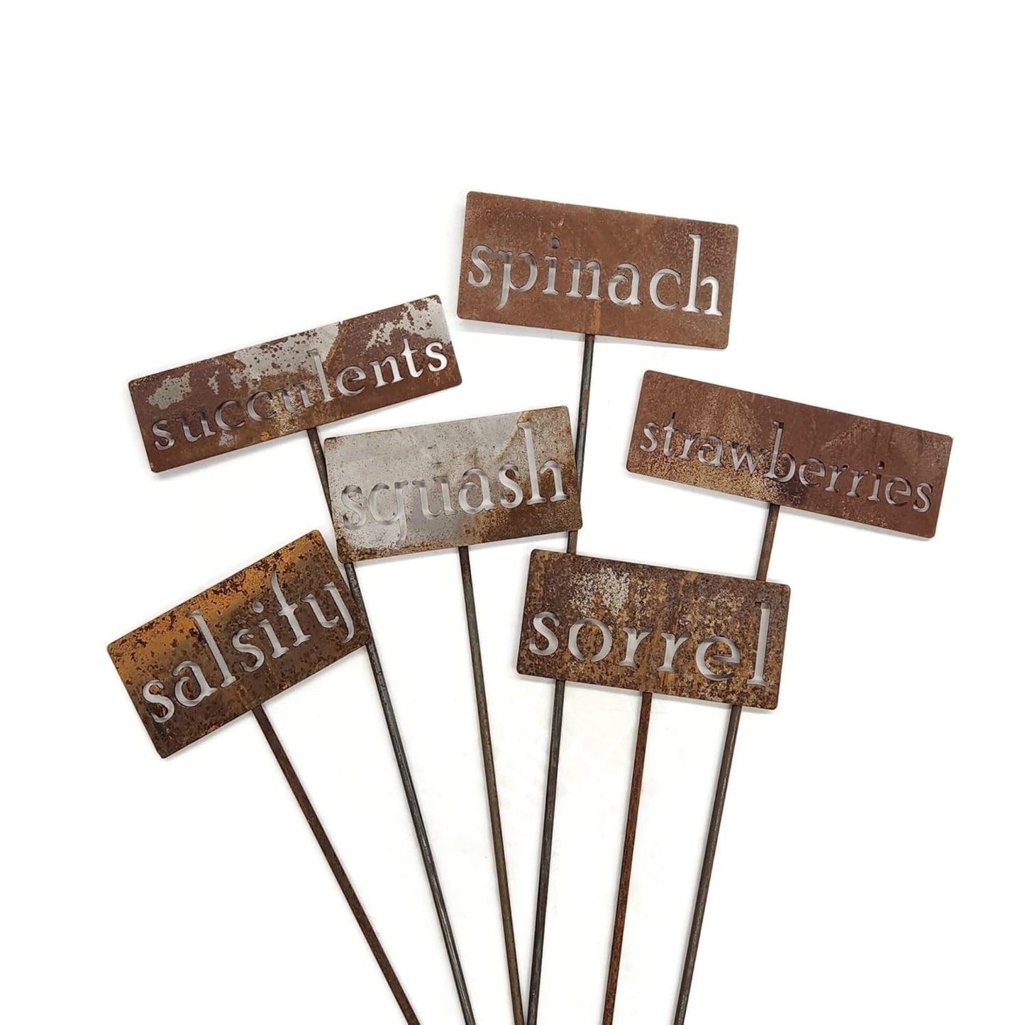 Classic Metal Garden Markers 19 Inches Tall (succulents, Naturally Rusted)