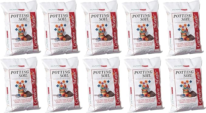 Michigan Peat 5720 Garden Magic General Purpose Potting Soil Mix for Indoor Outdoor Planter Container Gardening, 20 Pound Bag (10 Pack)