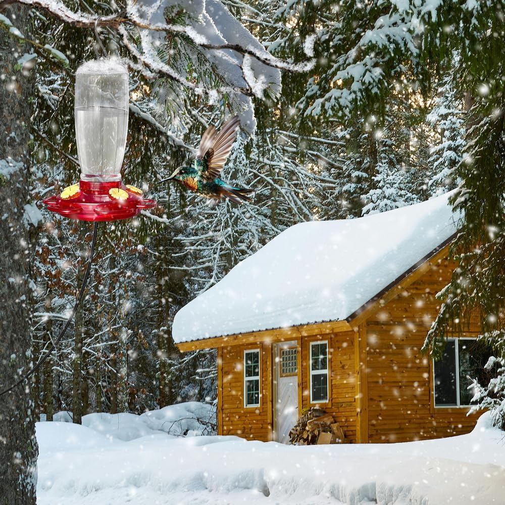 Heated Hummingbird Feeder for Outdoor Winter,Bird Nectar Feeder for Garden Decor,Window Hanging with a Suction Cup and Installation Bracket,Prevents Water Freezing in Cold Weather(1pc)