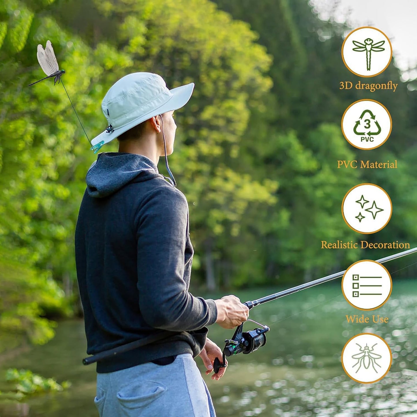 Dragonfly Clips Black Dragon Fly Hat Clip Artificial Realistic 3D Dragonflies Garden Stakes Decor for Indoor Outdoor (10 Pcs)