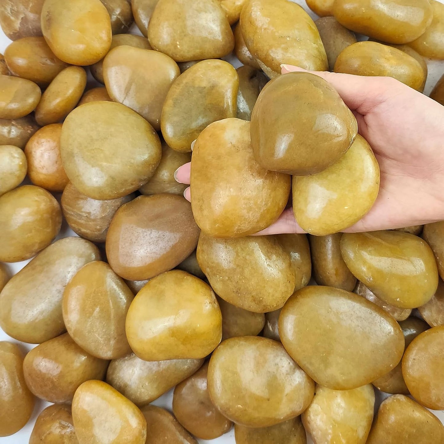 20 lbs Yellow River Rocks for Garden, 2-3 Inch Polished Pebbles for Indoor Plants, Decorative Rocks Stones for Landscaping, Plants, Vases, Aquariums, Fountains, Pathways and Backyard