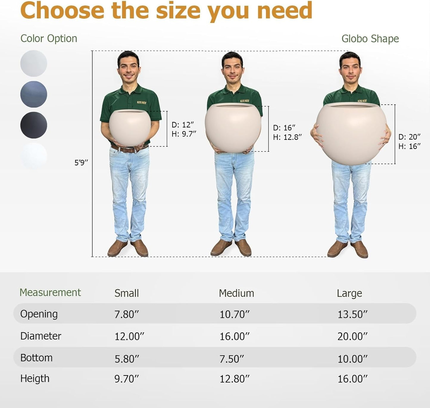 Globo Large Fiberstone Plant Pot, Large Planters for Indoor Plants, Outdoor Planters for Porch (Kilim Beige, 20" D x 16" H)