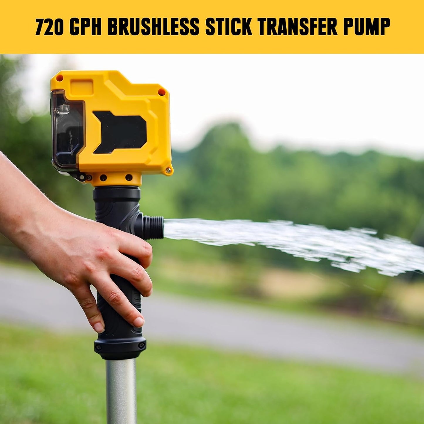 Cordless Stick Water Transfer Pump Compatible with Dewalt 20V Battery(Tool Only, No Battery), 720GPH Brushless Portable Deep Well Submersible Utility Sump Pump for Pool Garden Pond