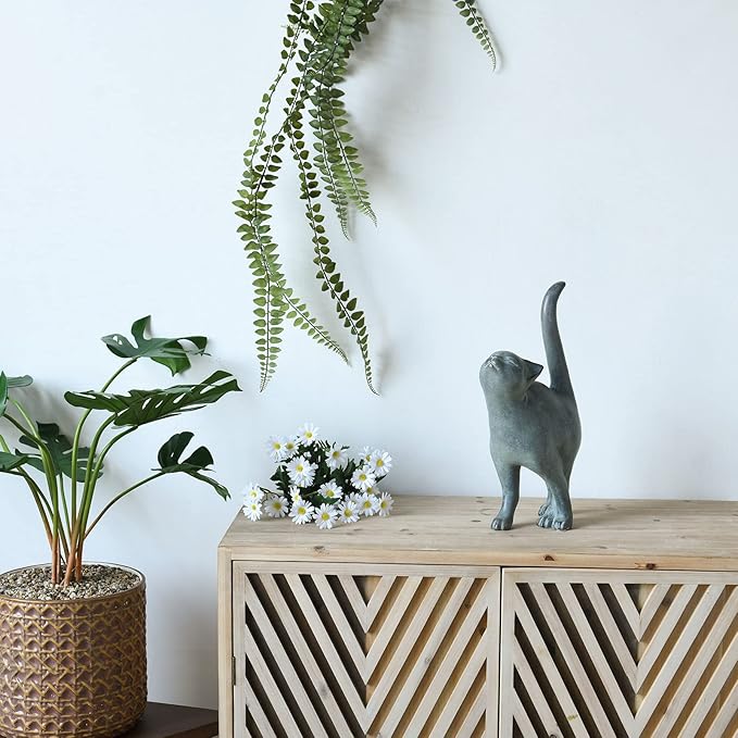 Newman House Studio Garden-Statues Cat-Figurines Home Garden Decor - Farmhouse Backyard Polyresin Kitten 7.6L x 4W x 14.5H inch