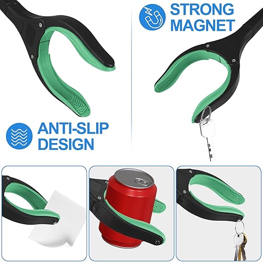 6 Pack 32 Inch Commercial Trash Grabber for Elderly Assist, Heavy Duty Lightweight Reacher with Ergonomic Handle & Non-Slip Grip, Multi-Use Outdoor Home Garden Cleanup Mobility Aid ToolGreen)