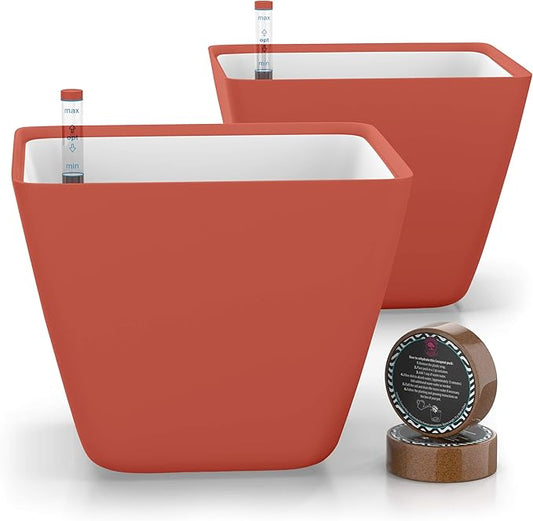 GARDENIX DECOR 5" Self Watering pots for Indoor Plants - Flower Pot with Water Level Indicator for Plants, Grow Tracking Tool - Self Watering Planter Plant Pot – 2 Pack Terracota