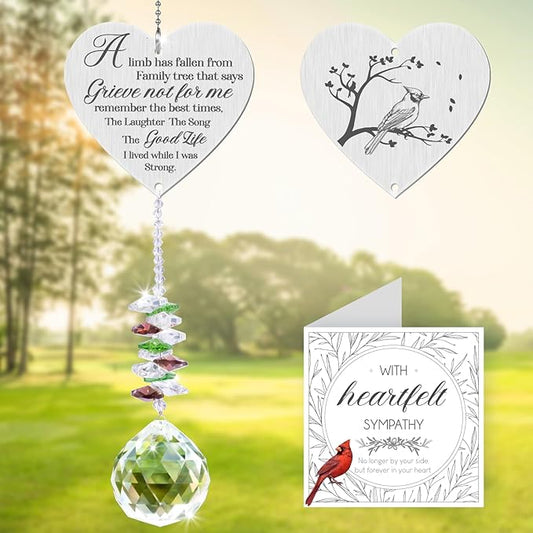 Memorial Gifts Crystal Garden Suncatcher, Sympathy Gifts for Loss of Loved One, in Memory of Loved One Gifts, Bereavement Gifts for Loss of Mom Dad, Cardinal Gifts Rainbow Maker Hanging Decoration