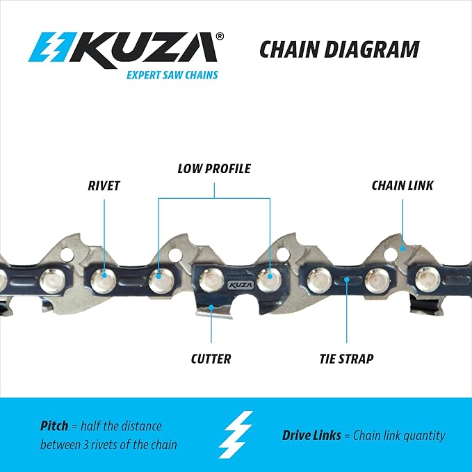 16 Inch Chainsaw Chain 3/8" LP Pitch, 043" Gauge, 55 Drive Links, German Steel, fits STIHL MS 170, MS 180, MS171, MS180c, 36100050055, 61PMM355E and more - R55 (3 Chains)