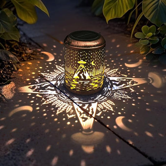 Bigfoot Solar Lanterns Outdoor Waterproof Hanging Lights UFO Sasquatch Gifts for Men Women Metal Decorative LED Lanterns for Yard Patio Lawn Tabletop Pathway Landscape Garden Decor 1 Pack