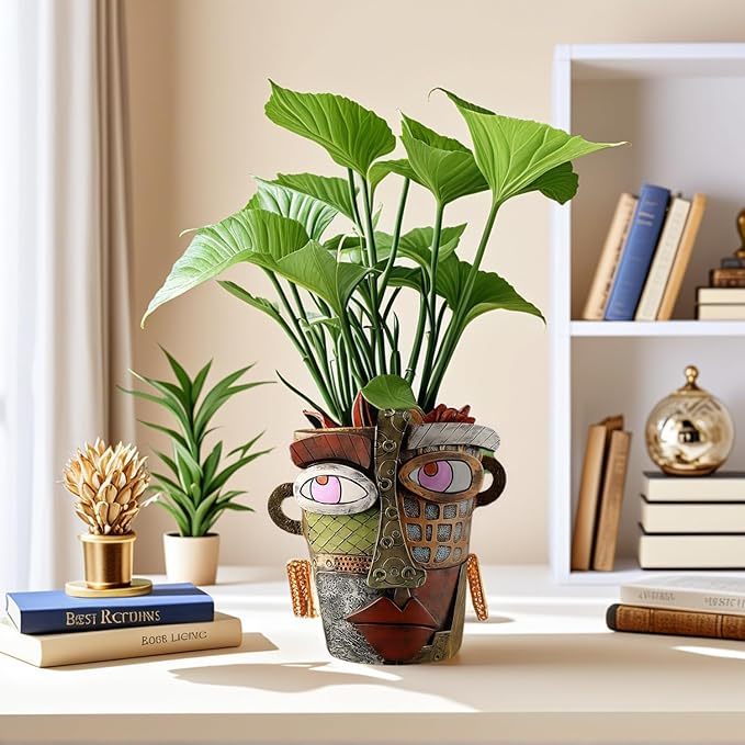 Picasso Brutalist Abstract Beauty Face Flower Pot, Head Planter for Indoor Plants, Funny Abstract Planters (Black)