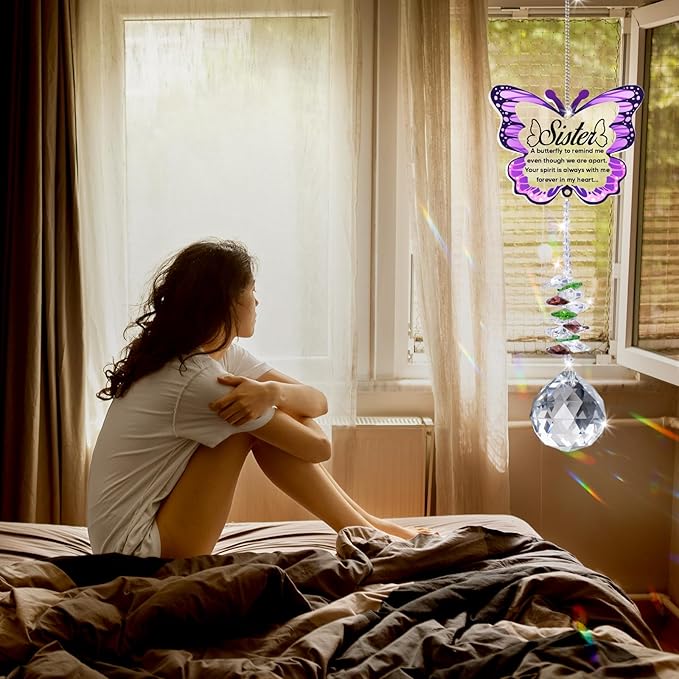 Sympathy Gifts for Loss of Sister, Sister Memorial Crystal Suncatcher Rainbow Maker,Memorial Gifts for Loss of Sister, in Memory of Sister, Bereavement Gifts for Loss of Sister