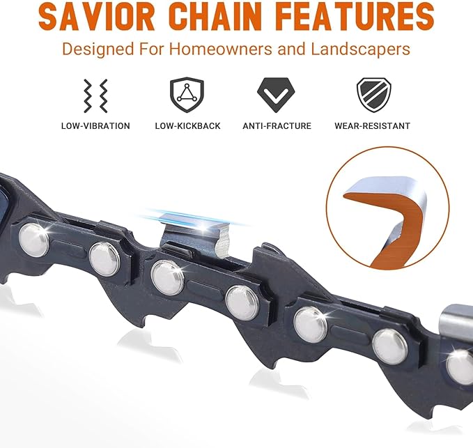 Savior R44 12 Inch Chainsaw Chain 3/8" LP Pitch, 043" Gauge, 44 Drive Links Replacement 61PMM3 44, 90PX044 12-Inch Saw Chain, For Stihl MS170 MS171 MS180C-B MS180C-BE MS181 Chain and More (3 Chains)