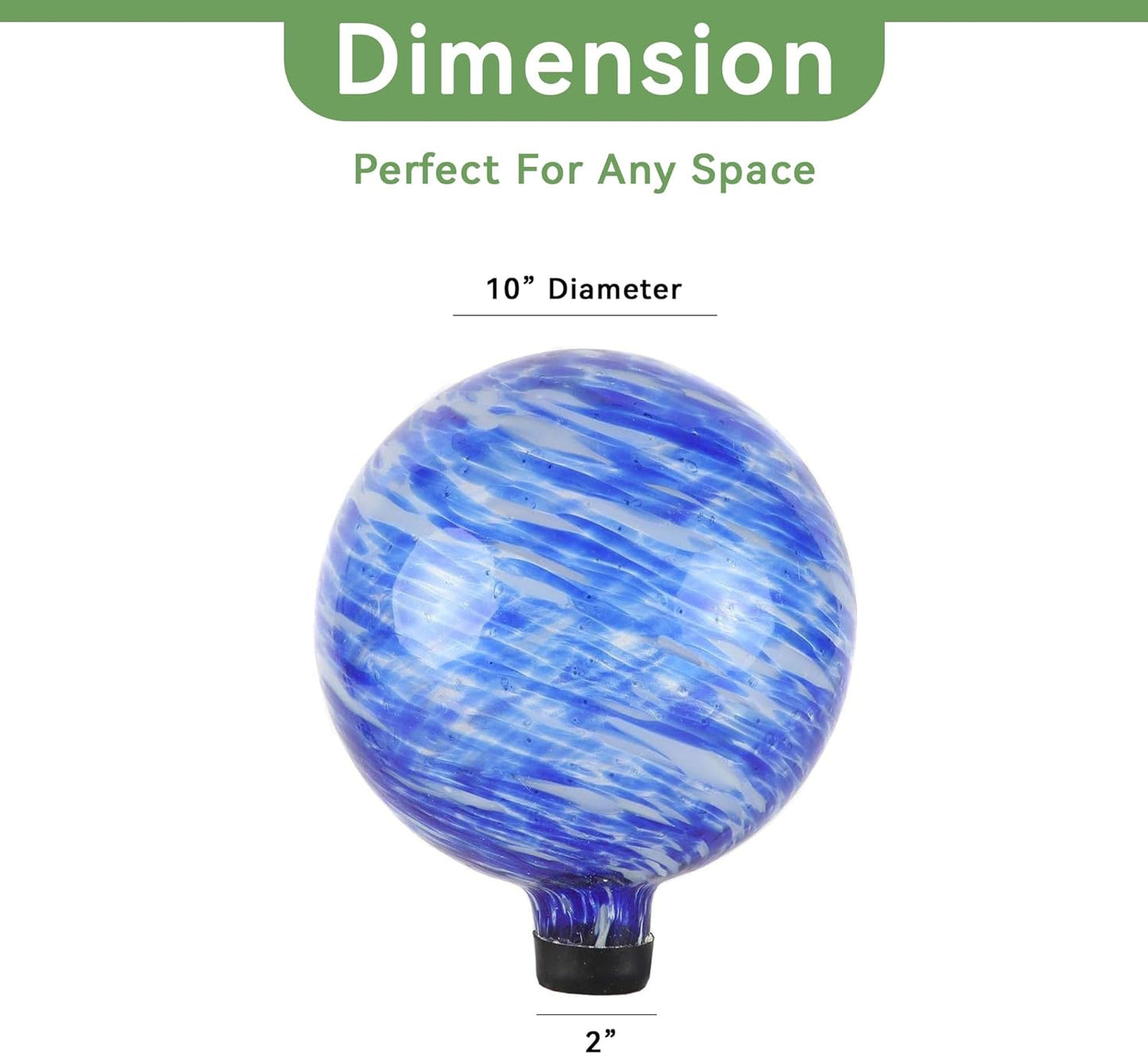 Lily's Home Glass Gazing Ball, A Colorful Addition to Any Garden or Home, Ideal As a Housewarming Gift. 10 Inch (Calming Water)