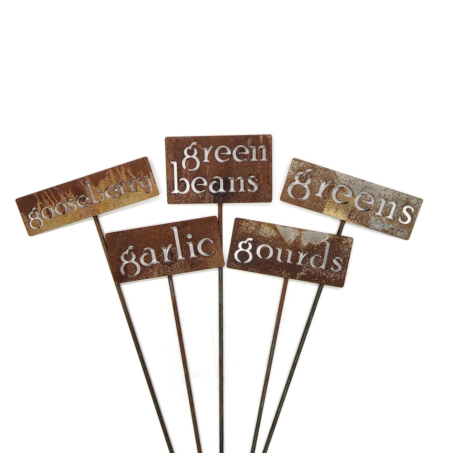 Classic Metal Garden Markers 19 Inches Tall (greens, Naturally Rusted)