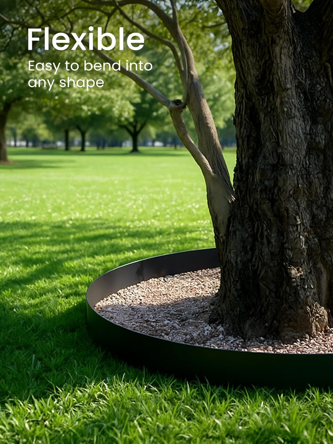 GROWNEER 33FT Landscape Edging Flexible 4 inch Tall Garden Border with 30pcs Galvanized Steel Anchoring Spikes and Hammer Lawn Edging Kit for Flower Bed, Pathway, Landscaping Project, Black