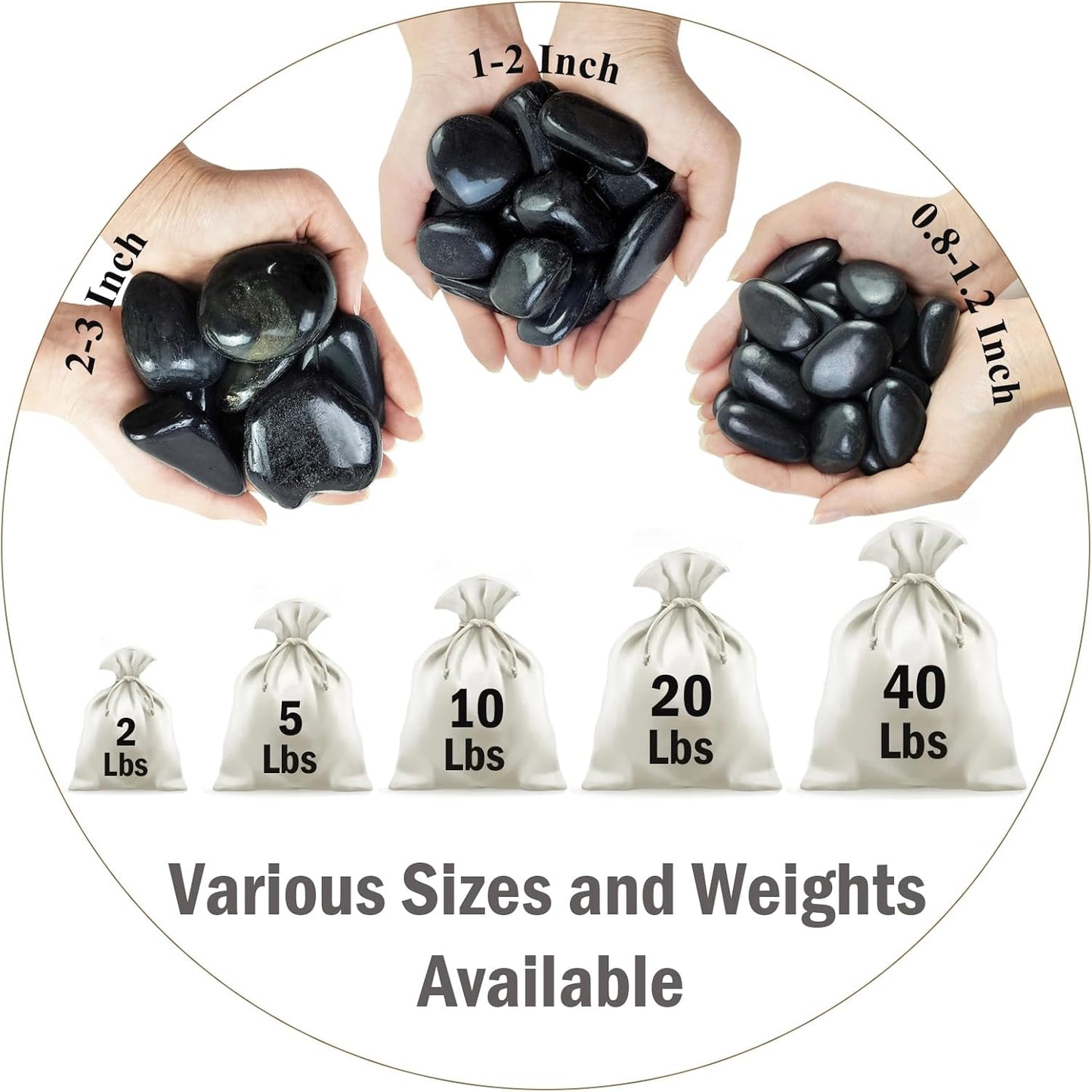 20 lbs Black Pebbles for Plants, 0.8-1.2 inch Small River Rocks for Landscaping, Decorative Stones for Planters Vase Fillers Fish Tank Gravel and Garden Rocks