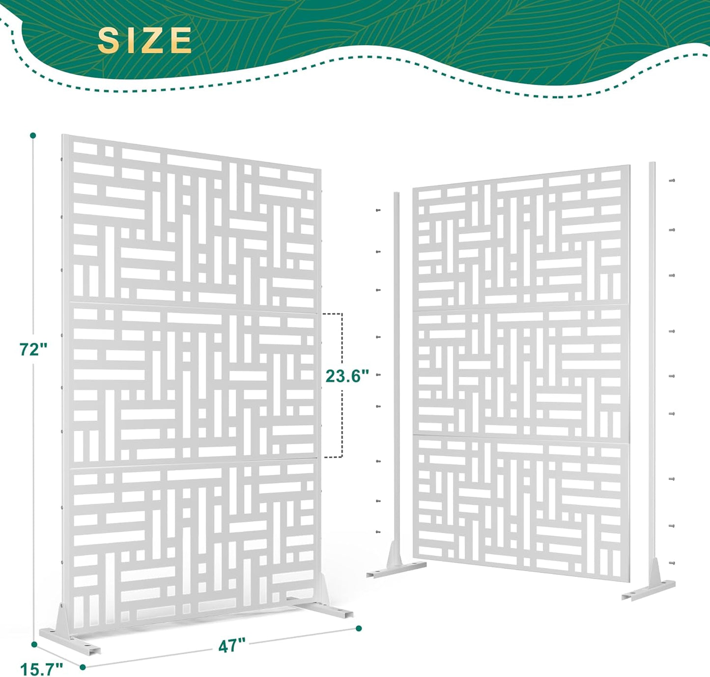 72" H×47" W Metal Privacy Screen Outdoor Privacy Screen Freestanding, Outdoor Privacy Screens and Panels for Patio Lawn Deck(Consists of 3 Panels)