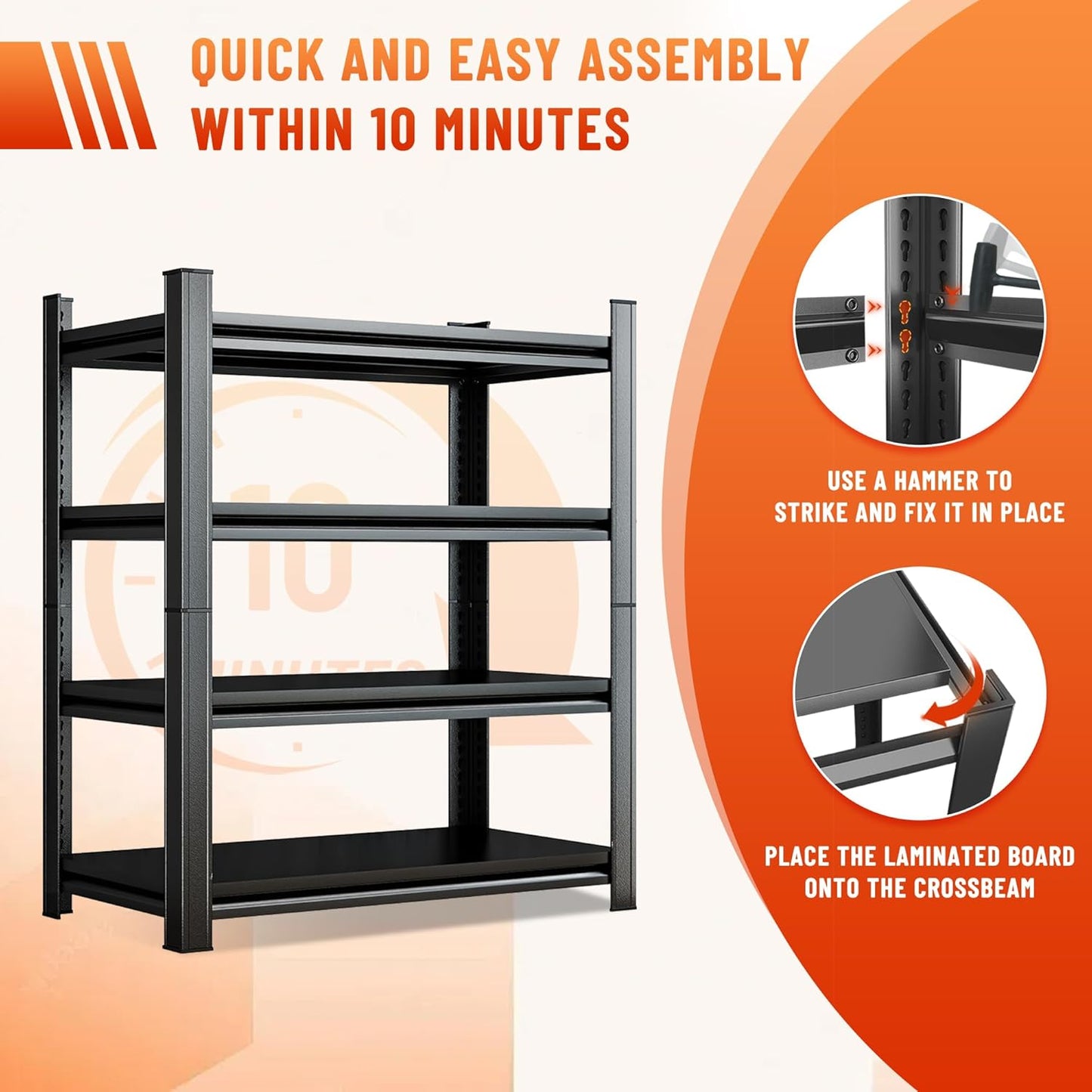Heavy Duty 5-Tier Shelving Unit 2500LBS Capacity - Adjustable Steel Garage Shelves for Warehouse, Basement Storage(63''H x 45.3''W x 17.7''D)