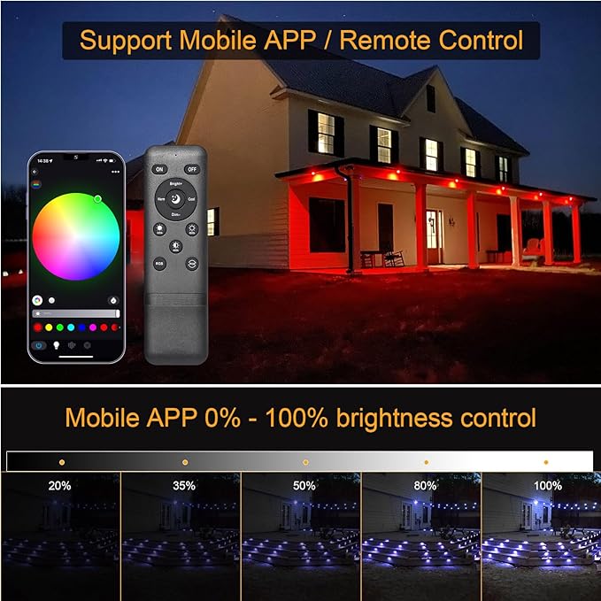 Smart LED Deck Light Kits - 30 Pack of 1.77" Low Voltage Recessed RGBW Deck Lights IP67 Waterproof for Outdoor Landscape Lighting on Steps, Floors & Pathways, Compatible with Alexa & Google Assistant