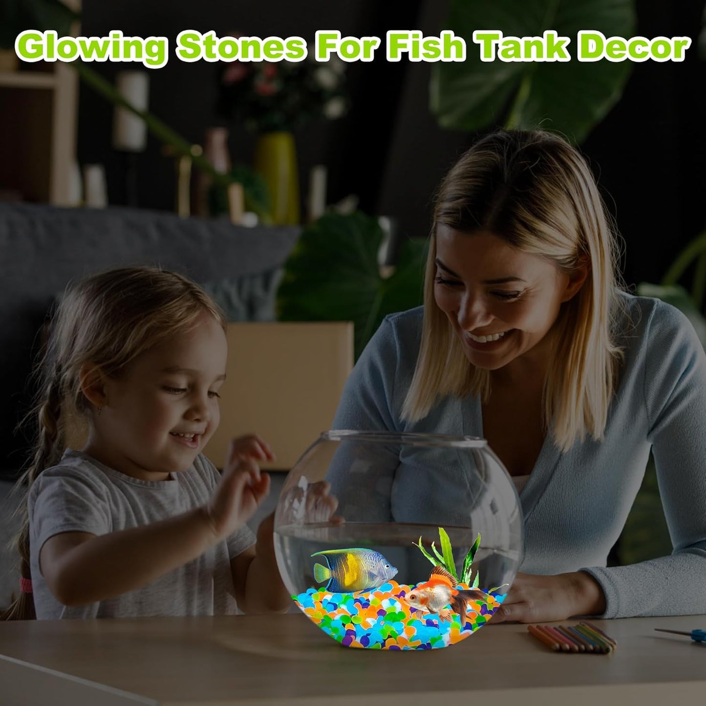 2000pcs 5-8mm Colorful Glow Stones for Outdoors Bulk Outdoor Garden Glow Pebbles Aquarium Luminous Stone for Walkways Driveway Yard Plant Pots