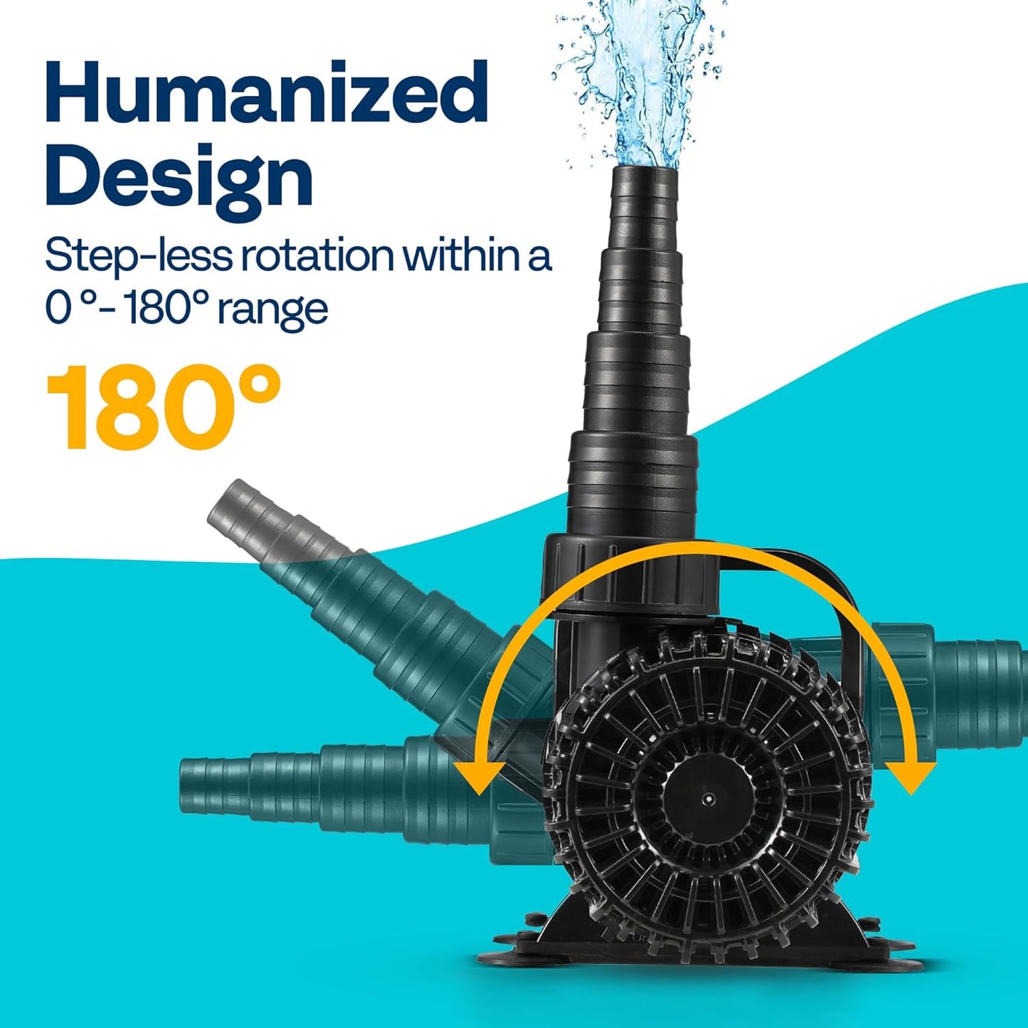 VIVOHOME 175W 3000GPH Submersible Water Pump with 180° Seamless Adjustable Nozzle and Barrier Bag for Koi Pond Waterfall Fountains Fish Tank