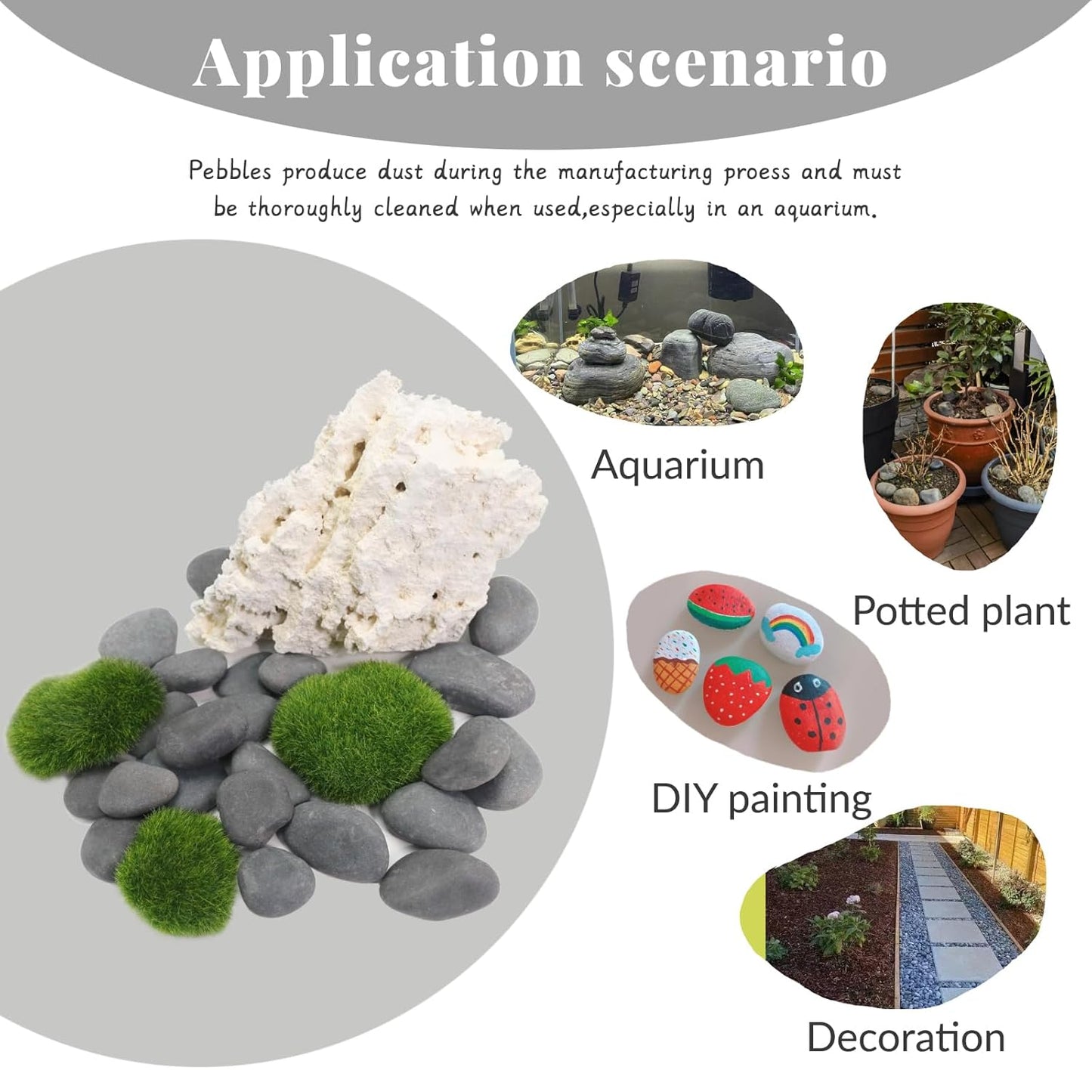 20LB Black Stones Pebbles River Rocks, Natural Beach Pebbles, Garden Decorative Stones-1-2 Large Plant Rocks,Ideal for Aquarium, Home Decor