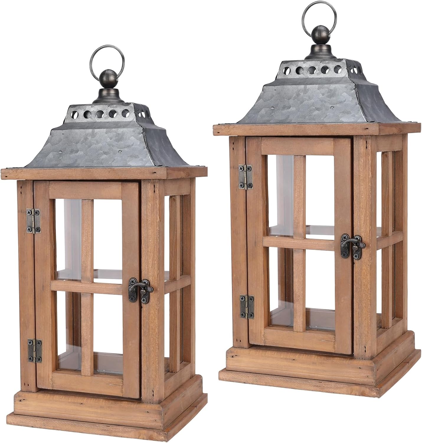 Bdor Lantern Decorative (Set of 2) - 15in IP65 Waterproof Vintage Style Candle Lantern, Decorative Lanterns for Home Decor, Indoor Outdoor, Front Porch, Garden, Farmhouse Weddings Style (No Candles)