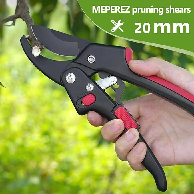 Garden clippers, premium Germany pruners, Work 3 times easier, professional ratchet pruning shears, cutting rose, flower, hedge, stem, tree, Sharp gardening scissors, Arthritis weak hand snips