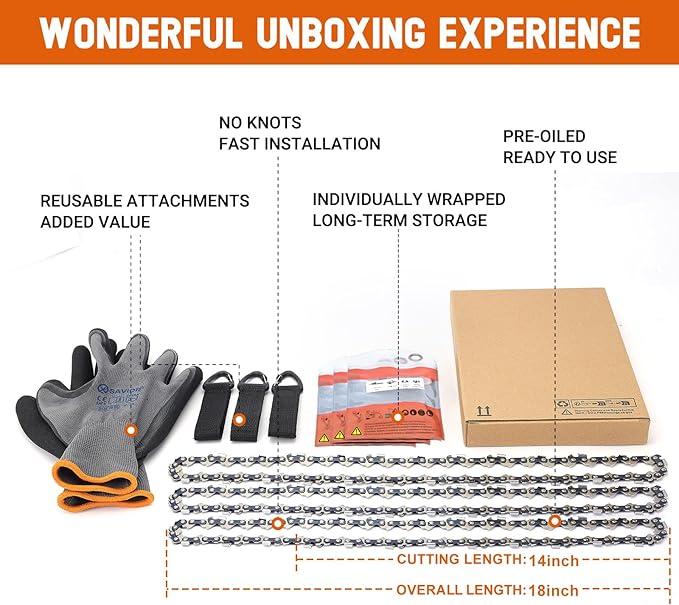 Savior 14 Inch Chainsaw Chain 3/8" LP Pitch .050" Gauge, 50 Drive Links Replace Stihl 63PM3 50, 63 PM-50, 3613 005 0050, Oregon S50 T50 91PX050G 91VXL050G, Fits MCCULLOCH, REMINGTON Chain - (3 Chains)