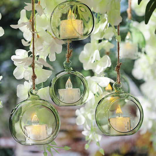 LETINE 12pcs Green Glass Orb Set, 2.17" & 1.93" Spheres for Air Plant Terrarium, Tea Light & Votive Candle Holders - Ideal for Wedding Centerpieces, Christmas Table Decorations, Rehearsal Dinner