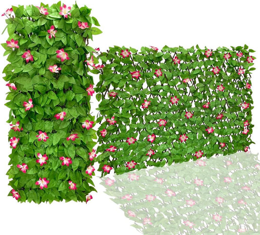 Expandable Fence Privacy Screen for Balcony Patio Outdoor,Decorative Faux Ivy Fencing Panel,Artificial Hedges (Single Sided Leaves)
