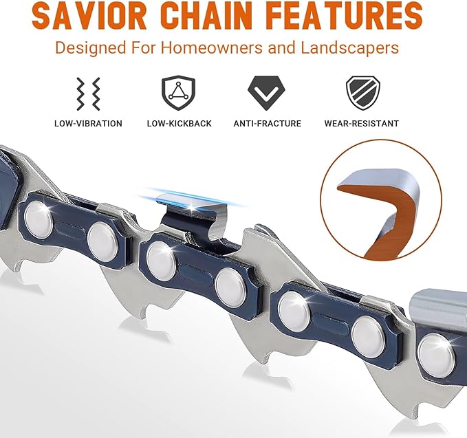 Savior 61PMM3 50 14 Inch Chainsaw Chain, 3/8" LP Pitch, 043" Gauge, 50 Drive Links Replace 36100050050 R50 Chainsaw Chain for 14-Inch Guide Bars, Fits MS170 MS171 MS180 MS181 MS193T MS194T (3 Pack)
